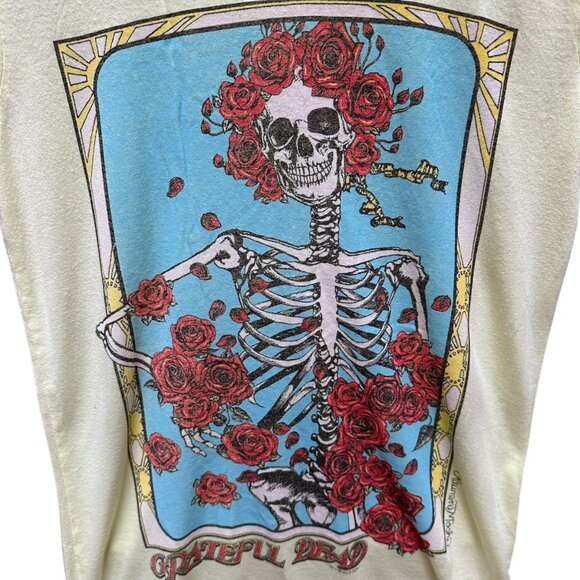 Lauren Moshi Grateful Dead Skeleton Rose Graphic Tee Whimsygoth Grunge Boho SM - Picture 3 of 7